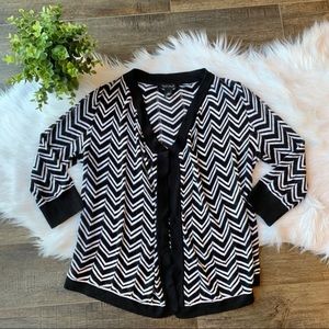WHBM White House Black Market Chevron Light Weight Open Cardigan Sweater Xs